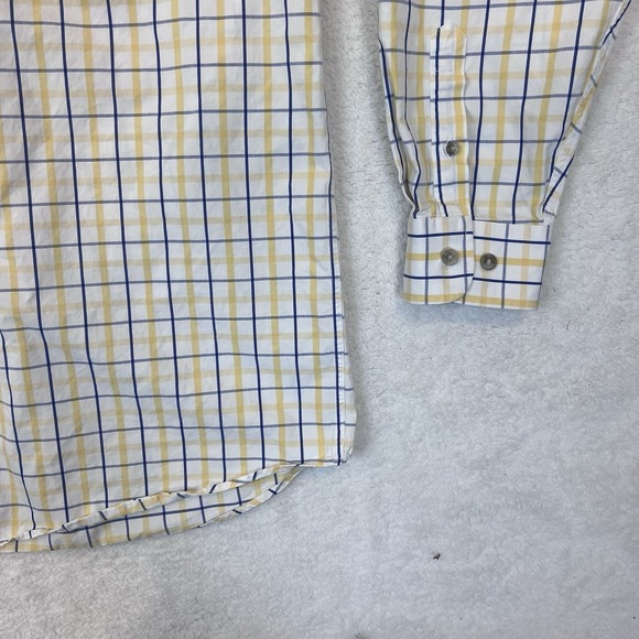 Wrangler George Strait Cowboy Cut Shirt Mens Plaid Button  Cotton Yellow‎ Blue - Picture 6 of 7